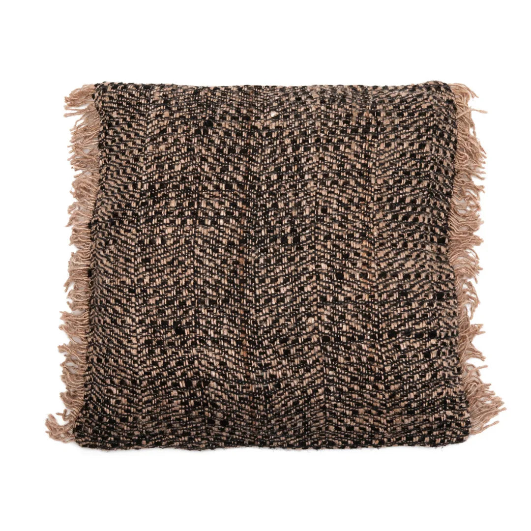 Square cotton cushion cover boho in black copper, perfect for sofas or beds