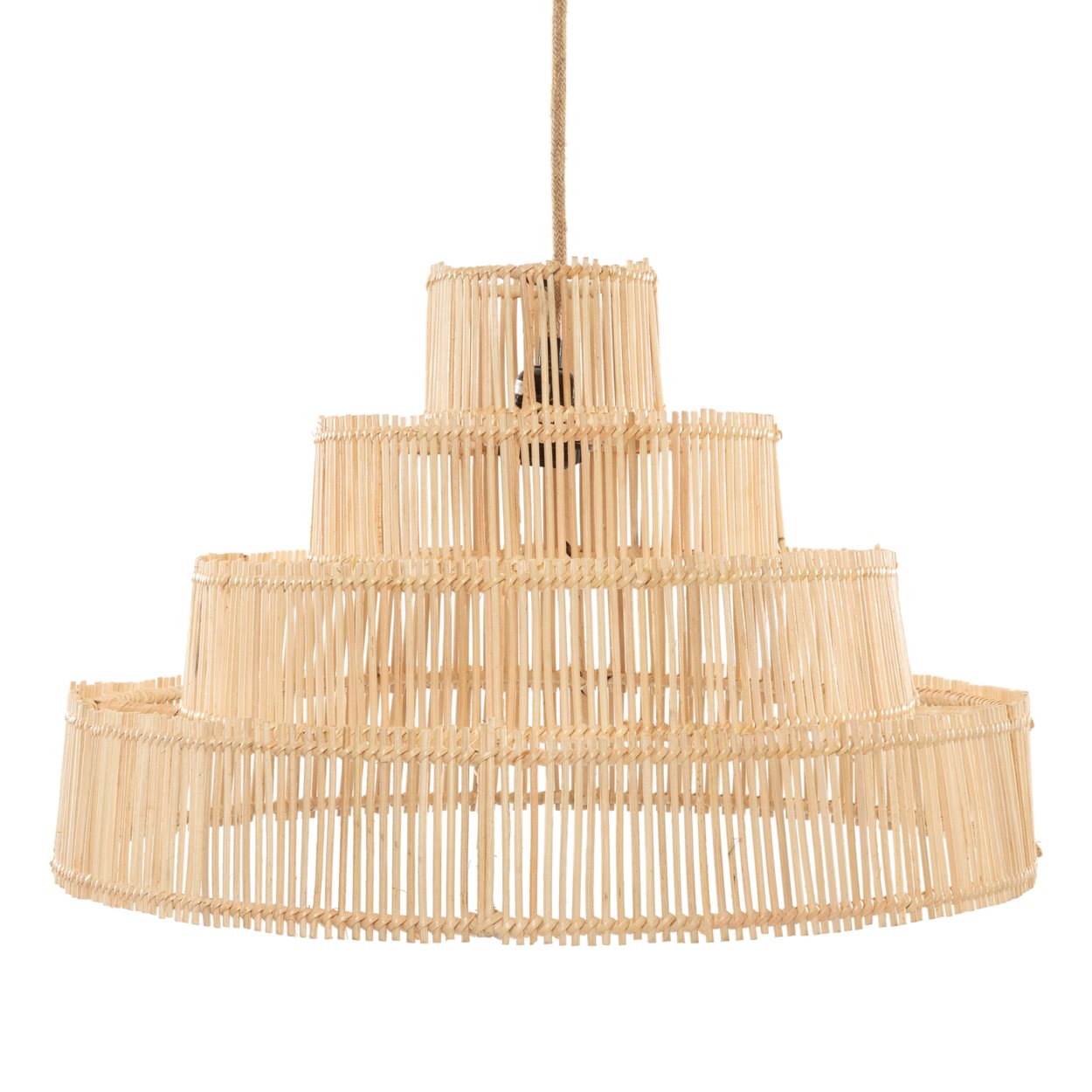 Rattan dining pendant light with round woven design, perfect for ceiling lighting above a dining or coffee table in natural interiors