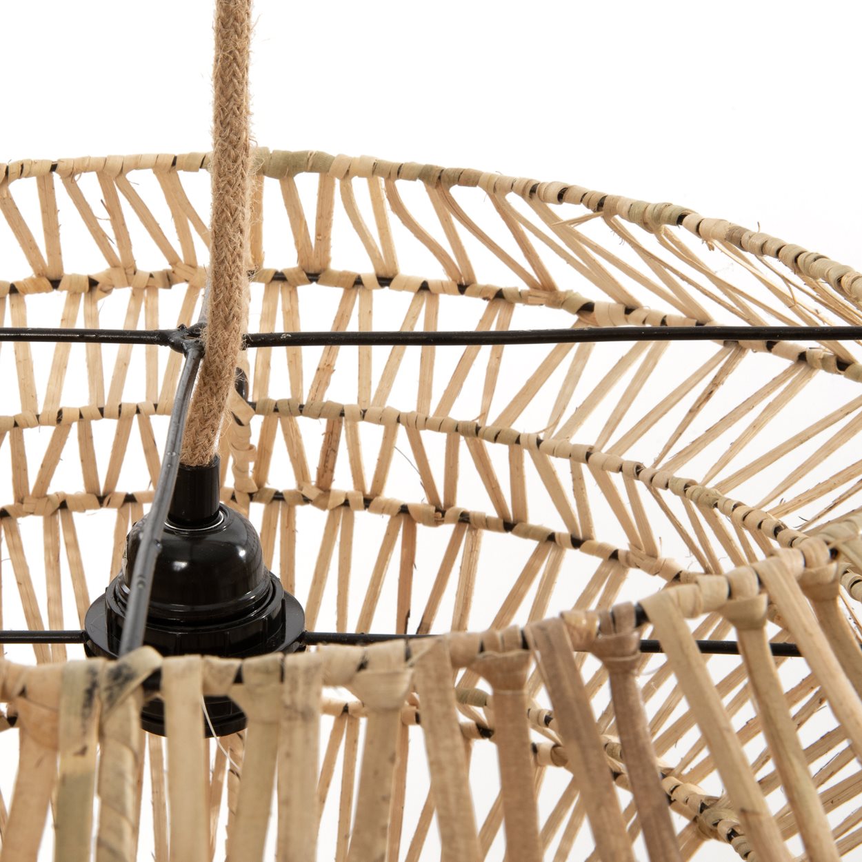 Medium pendant lamp in natural rattan, offering warm ambiance with artistic design flair
