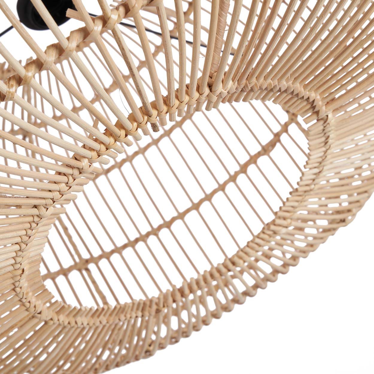 Round pendant light shade made from organic material, perfect for cozy and stylish lighting