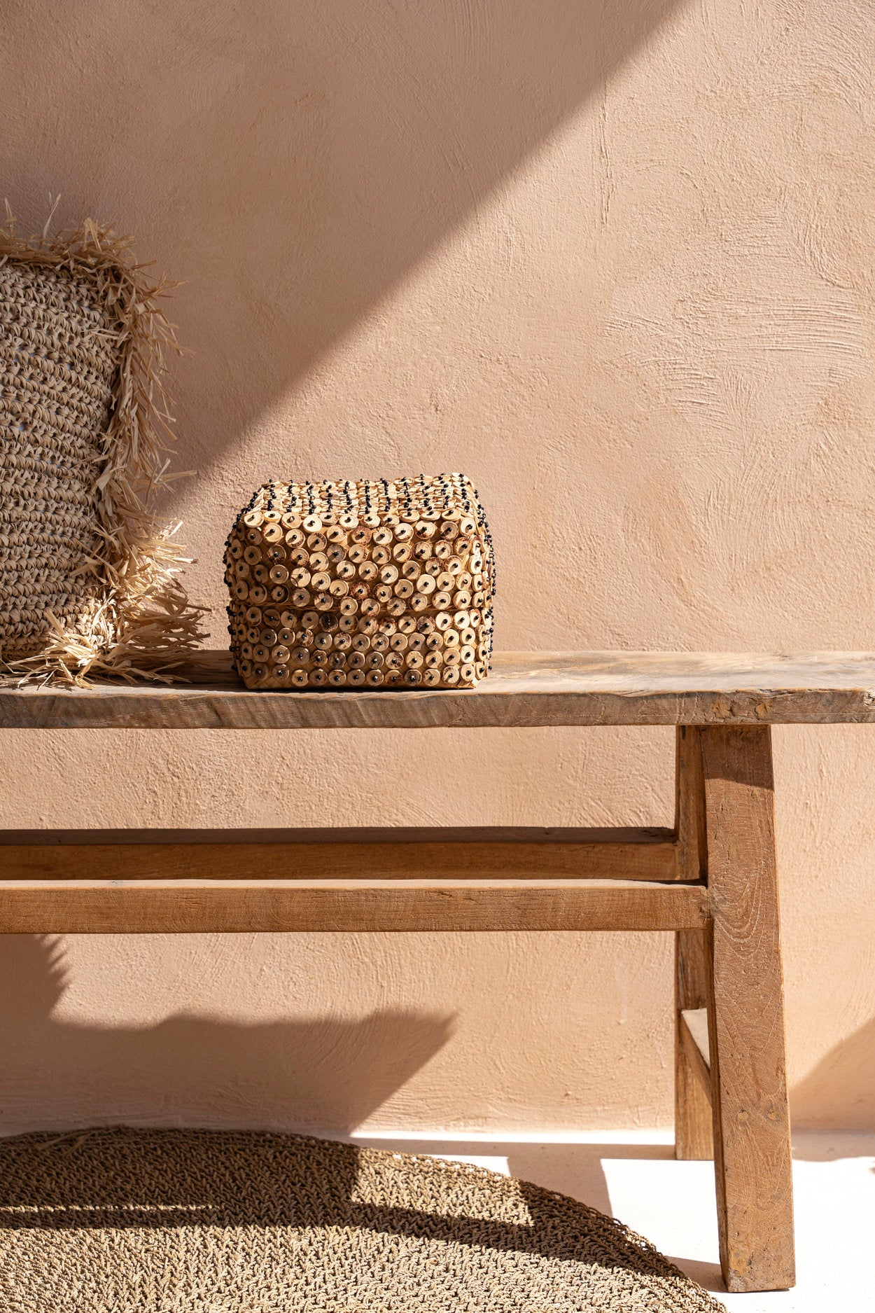 Versatile coconut shell basket for sustainable storage, blending function and organic beauty.