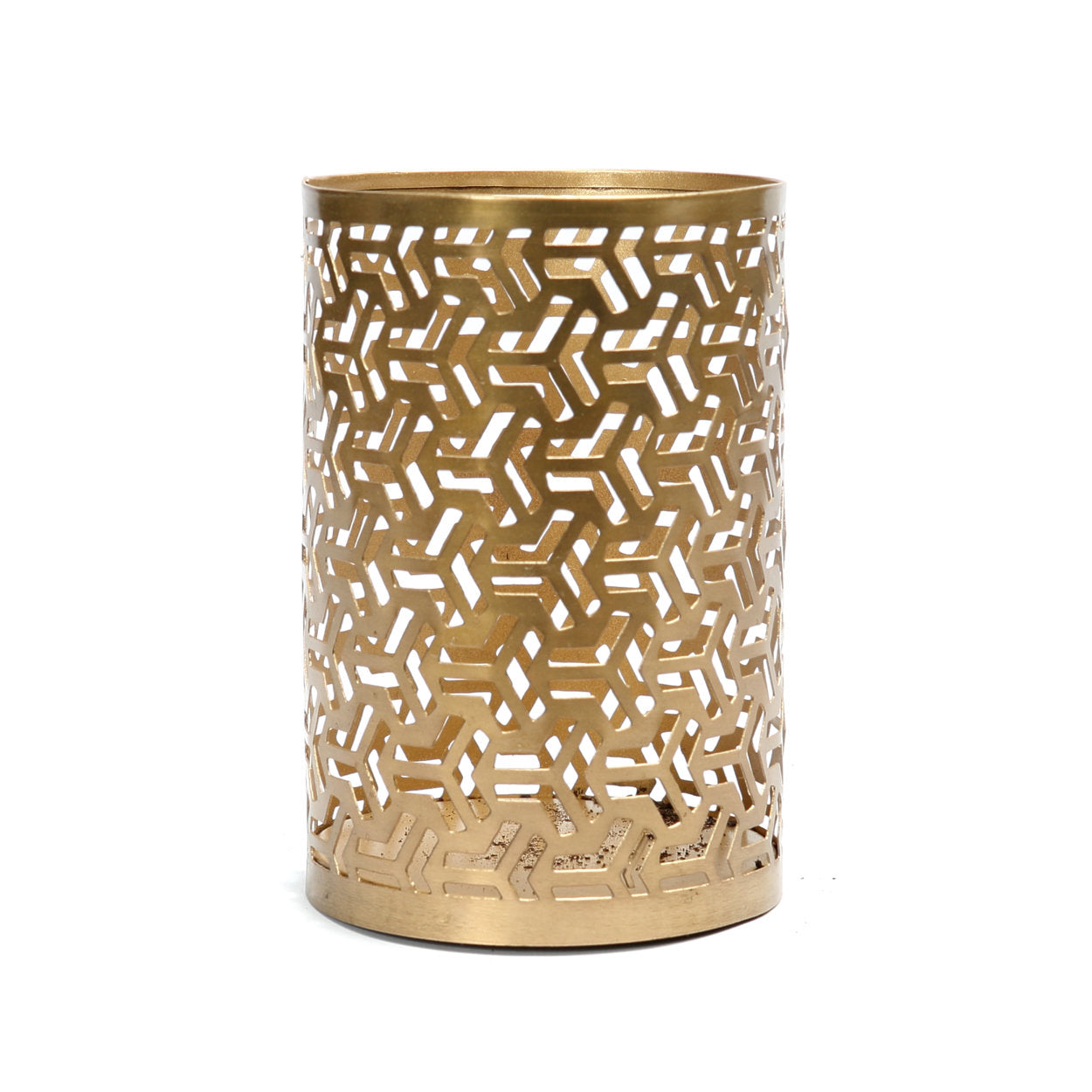 Hollow Zigzag Gold Brass Candle Holder – Modern Geometric Design for Elegant Home Décor