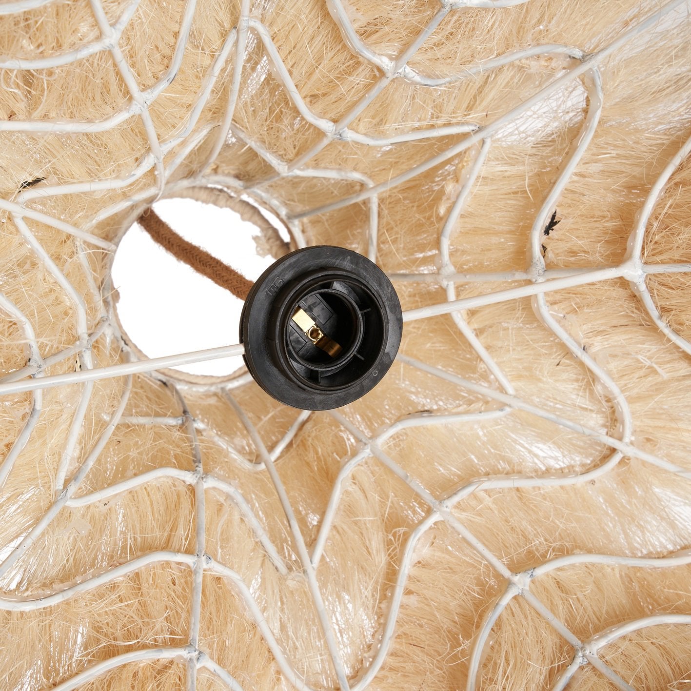 Medium natural pendant light made from rami, ideal for stylish and eco-conscious homes