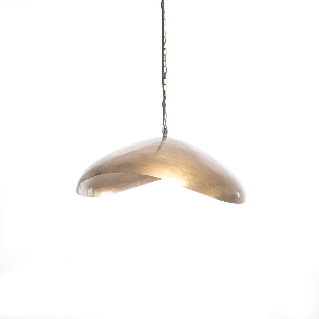 Shiny brass pendant light in sculptural form, ideal for modern or eclectic ceiling lighting