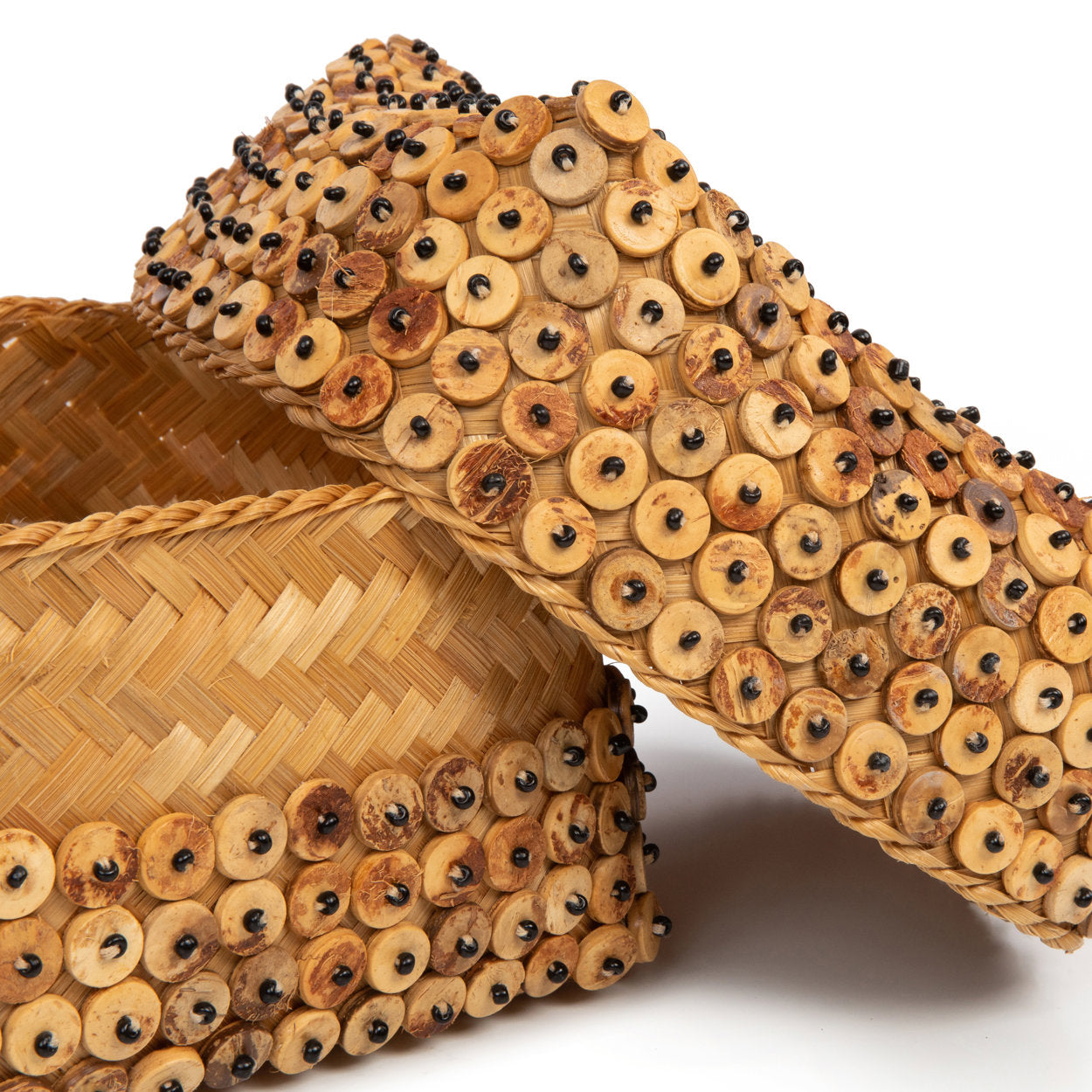 Medium-sized coconut shell basket with unique texture, perfect for minimalist interior styling.