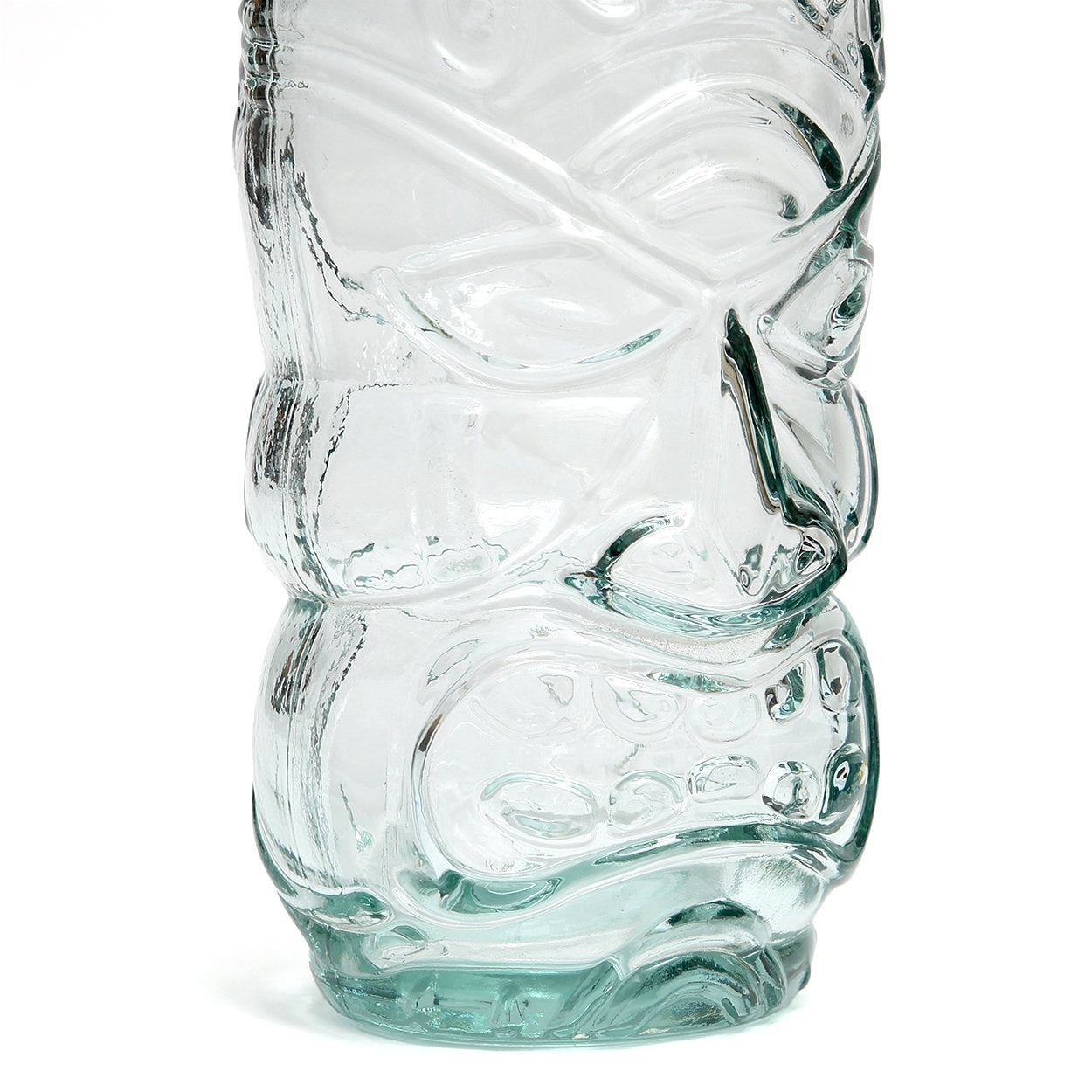 Stylish blue cocktail glass with tiki design for summer drinks