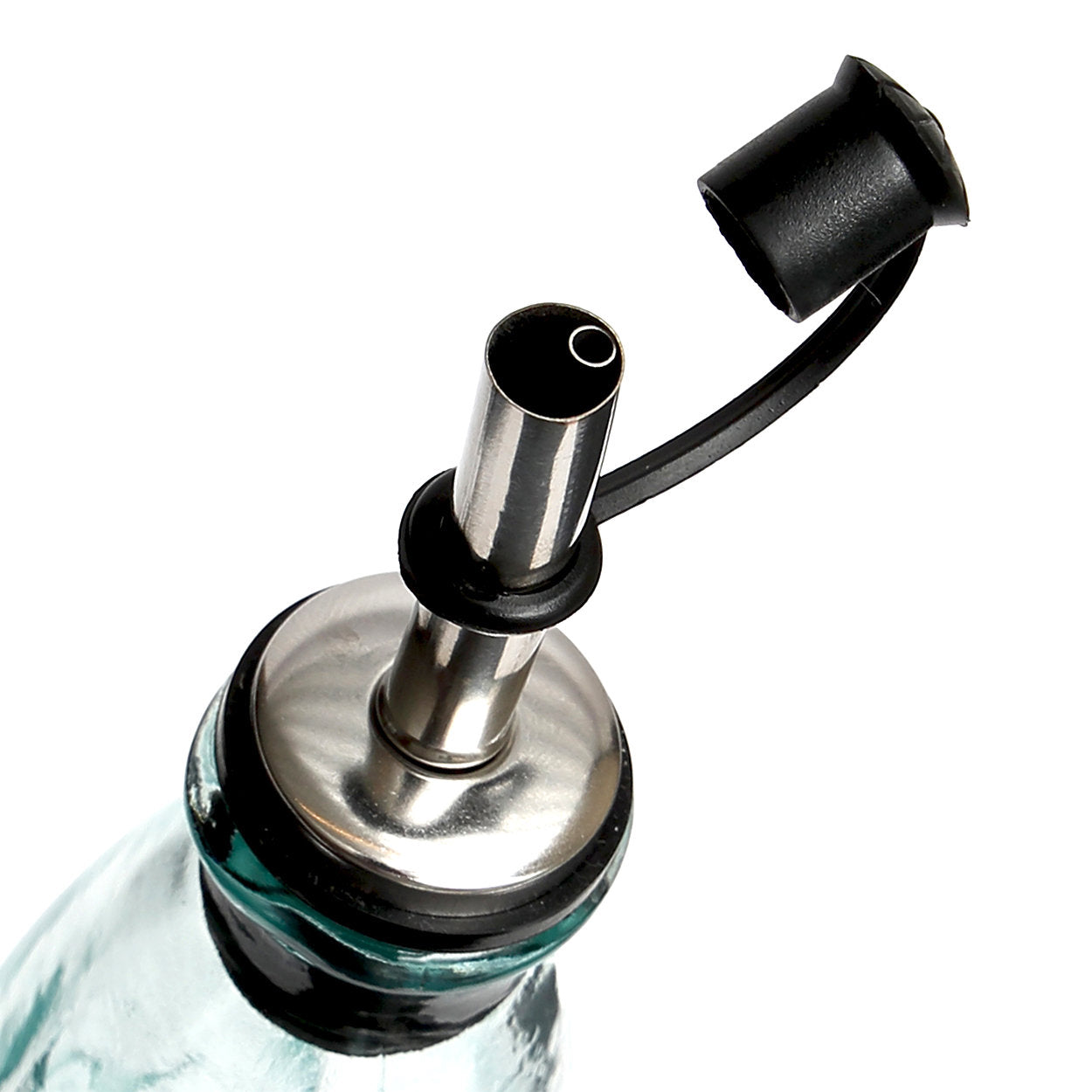 Blue olive oil bottle designed for precise, clean pouring