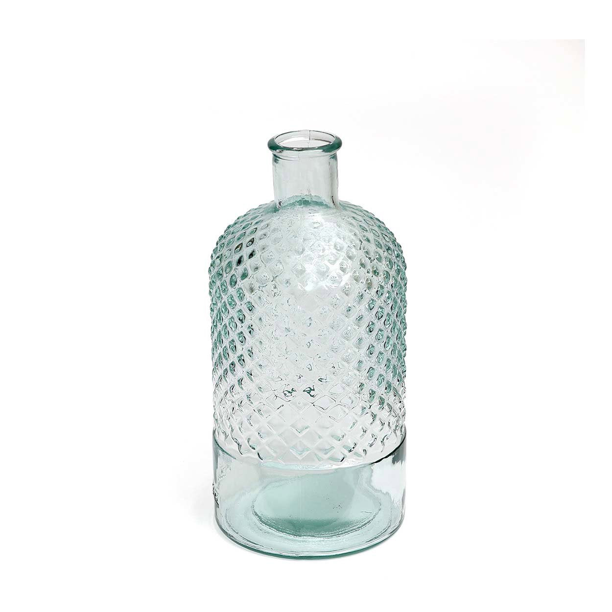 Small glass bottle made from recycled glass , The Zuanshi Bottle in blue