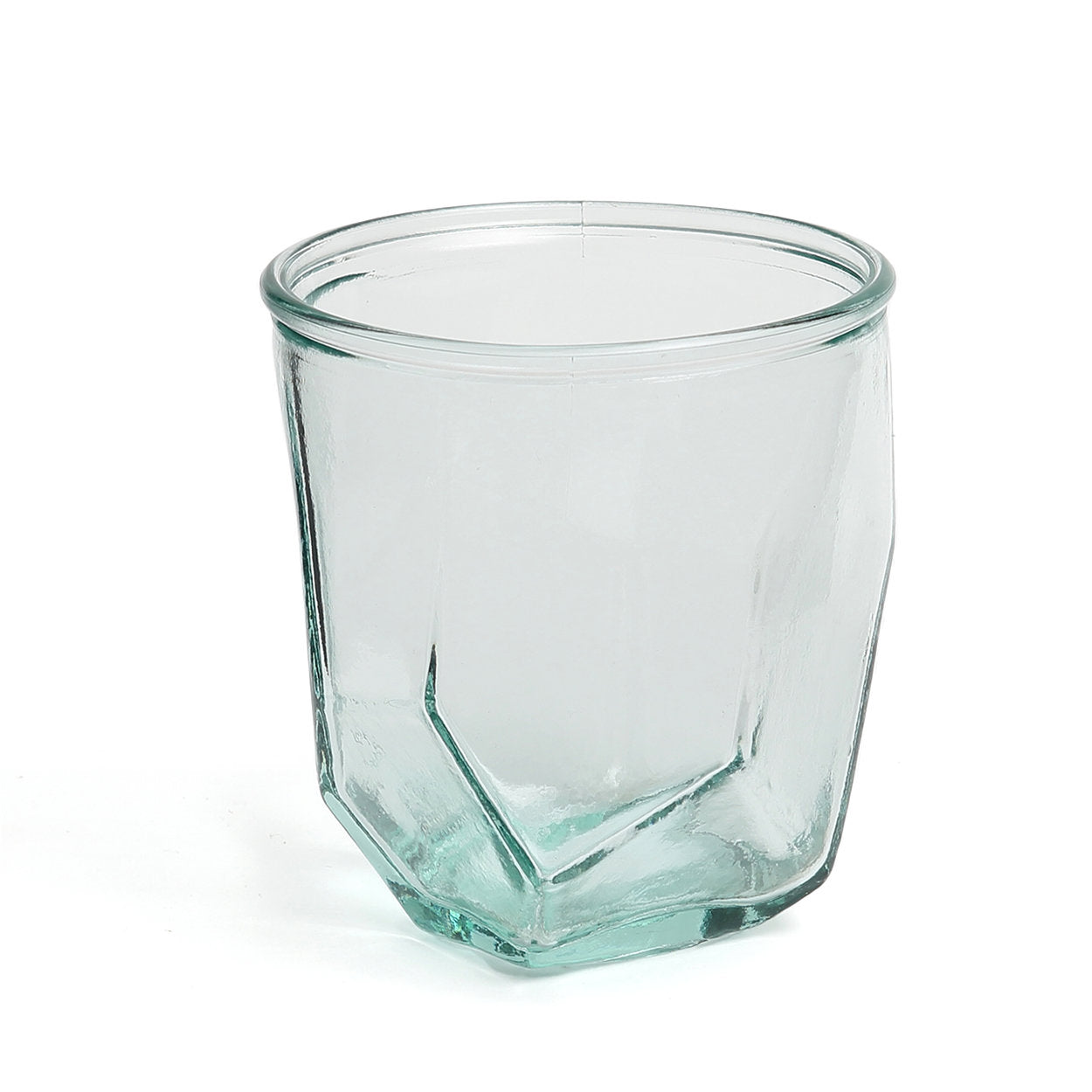 Origami Glass Blue modern recycled glass tumbler perfect for cocktails