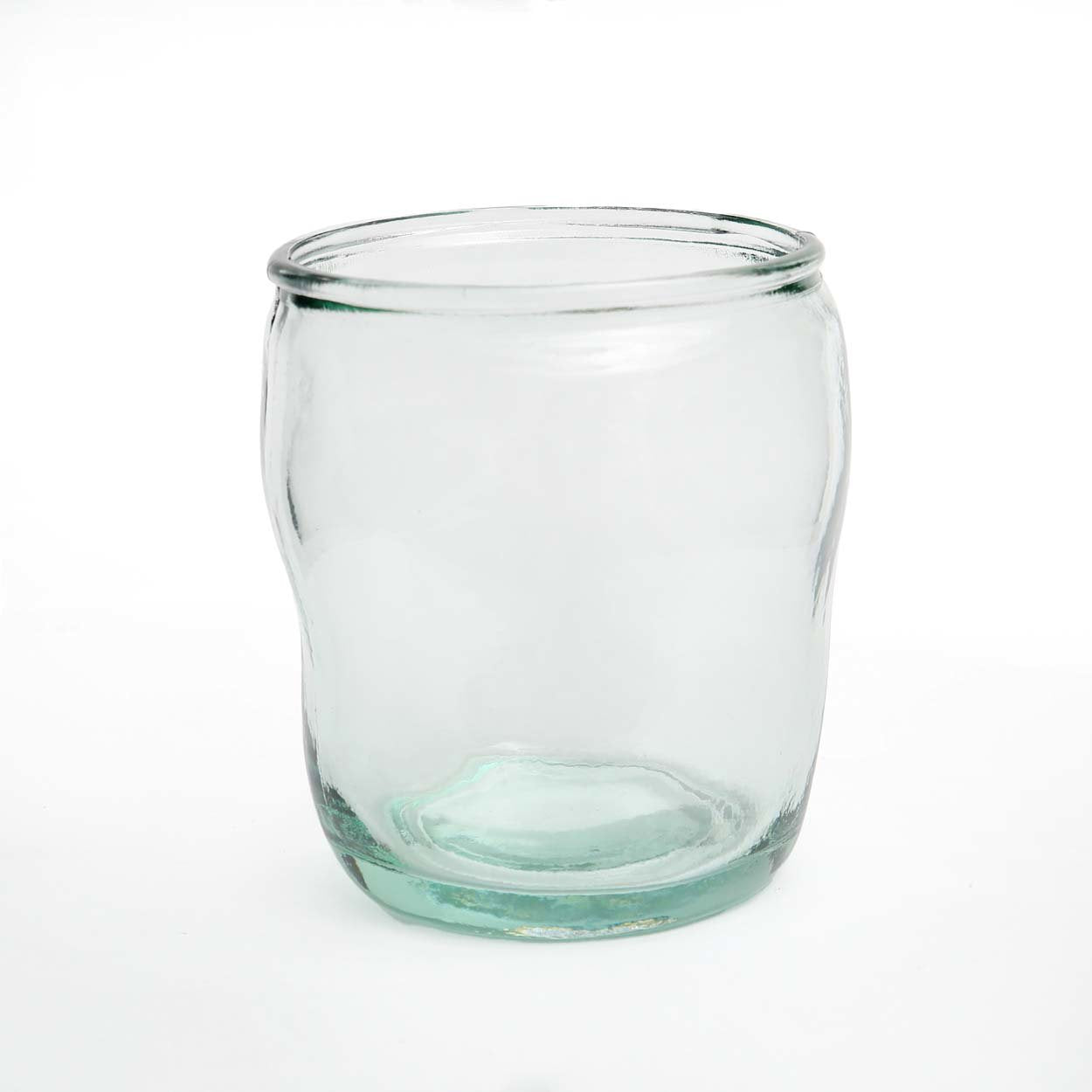 Yang Glass Blue modern recycled glass tumbler with unique rounded design