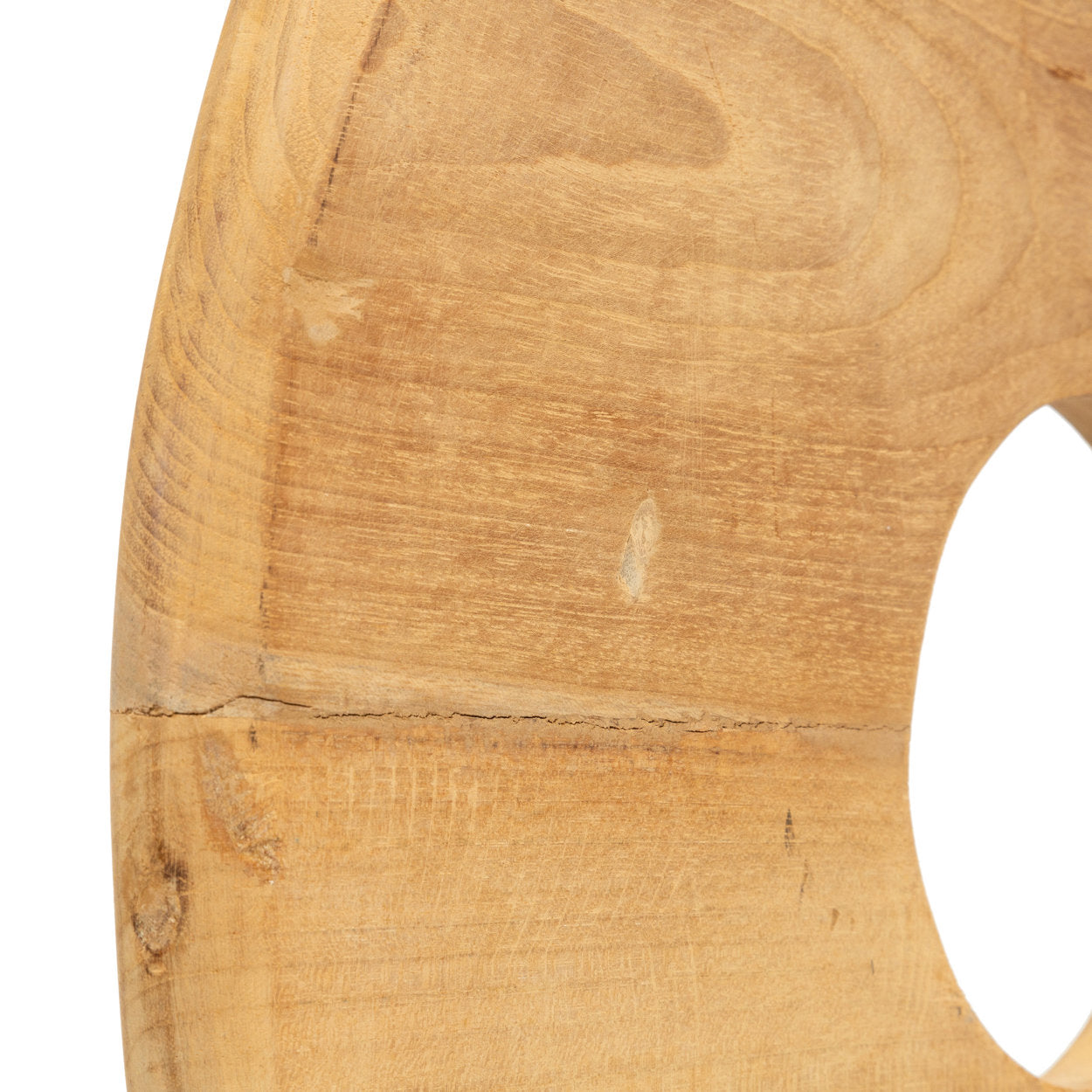 Unique handcrafted teak disc with centered cut-out design