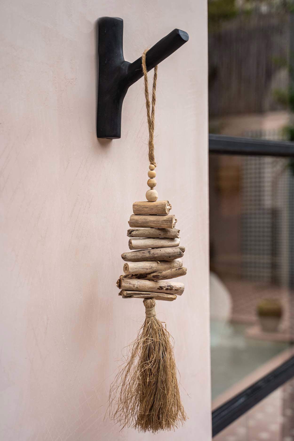 Durable solid wood coat hook, ideal for small spaces or statement walls