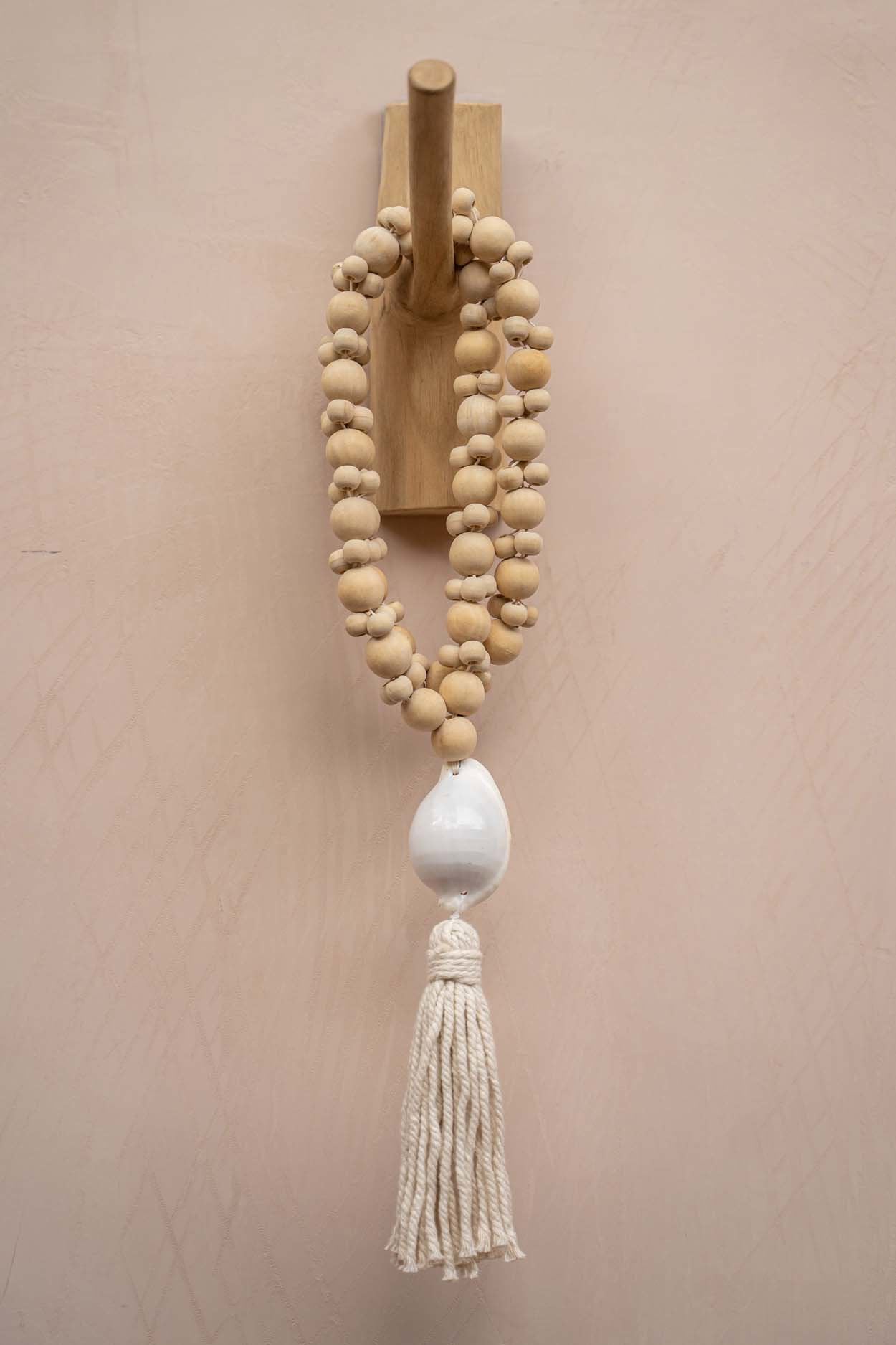 Natural wood wall hook for modern boho or coastal interiors