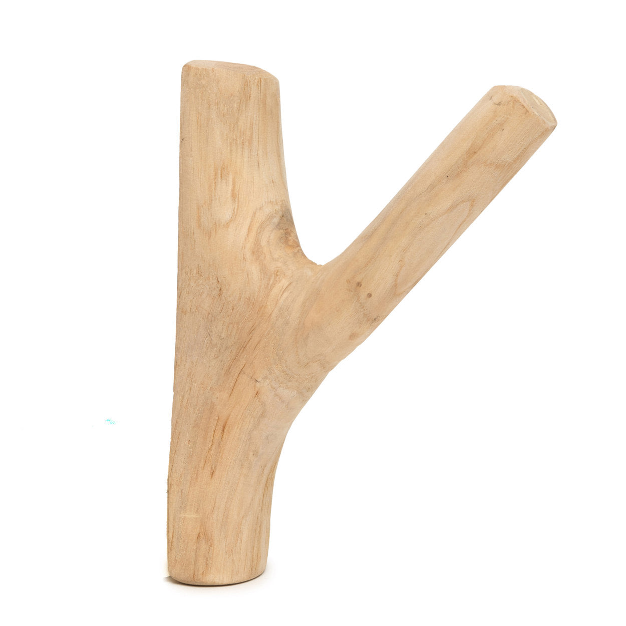Natural wooden coat hook handcrafted from solid teak wood