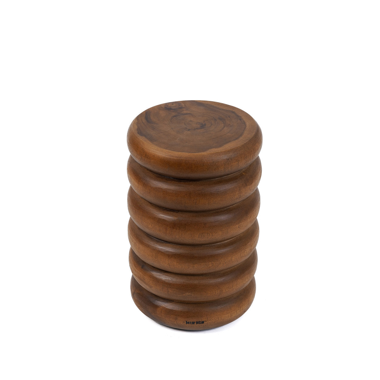 Solid wood stool with layered wave pattern