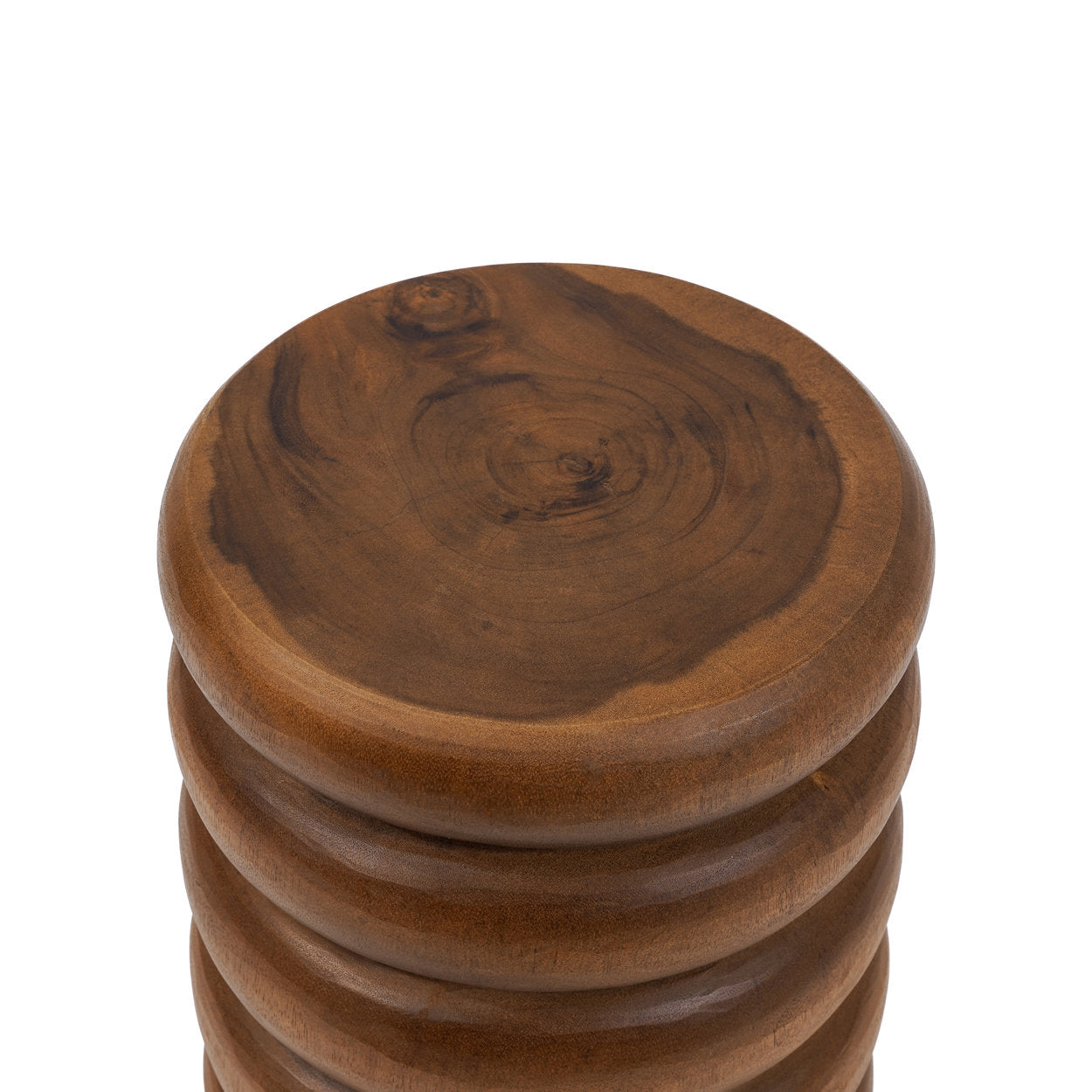 Sustainable flare wood stool with warm tones