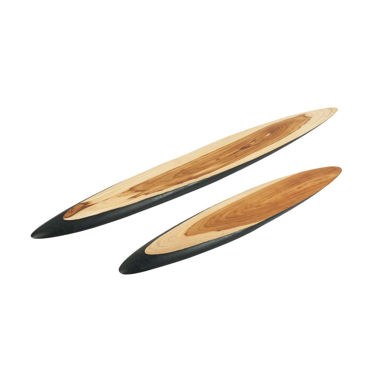 Black teak appetizer plate, perfect for serving hors d’oeuvres, sushi, or assorted small bites.