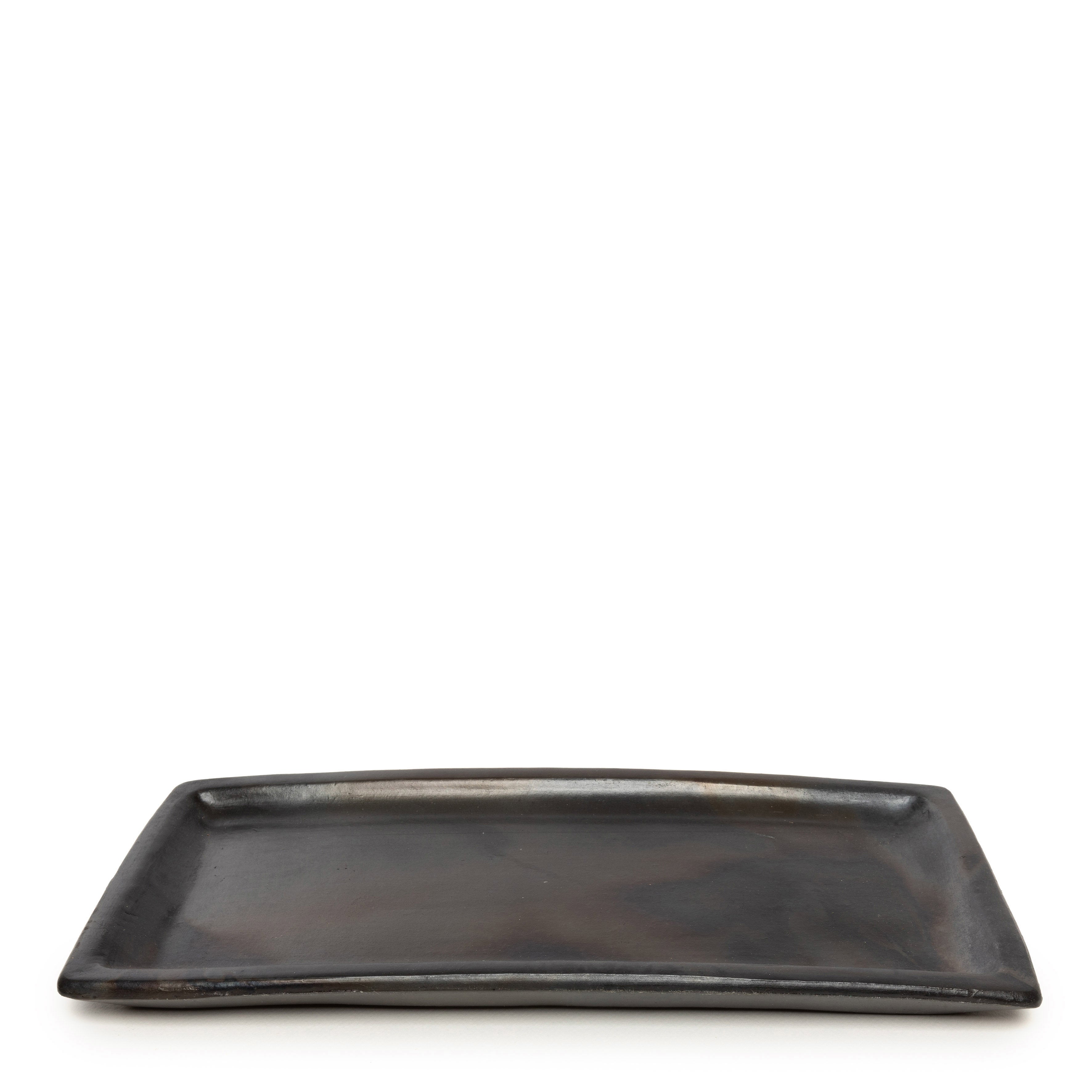 The Burned Sushi Plate in large size, handmade black terracotta plate for sushi and appetizers.