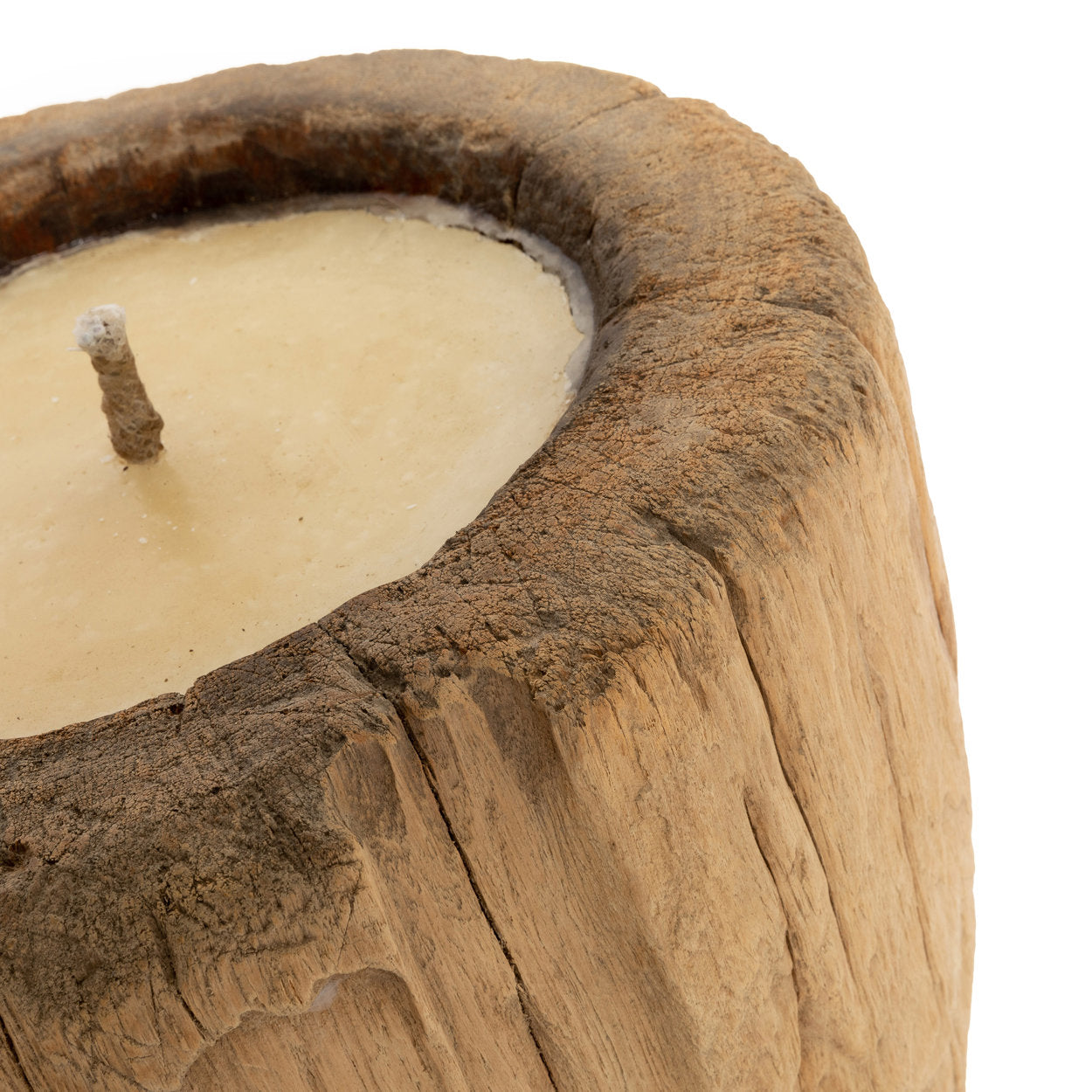 Handmade wood candle holder with organic, uneven shape