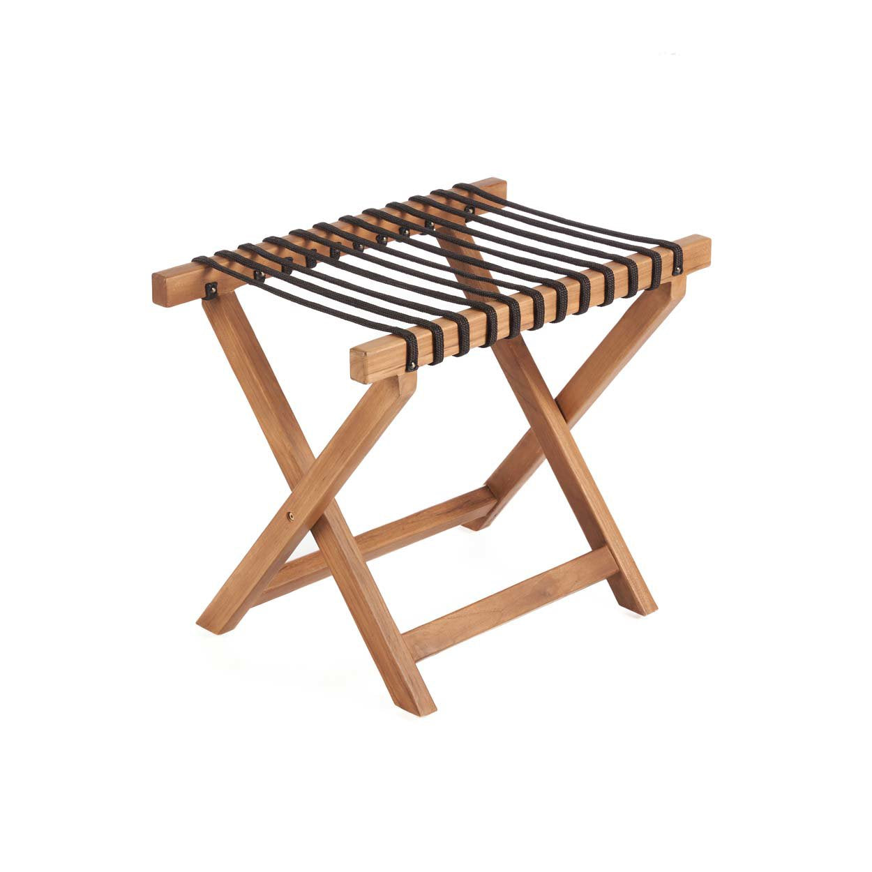 Medium wooden luggage rack with teak wood frame and fabric top