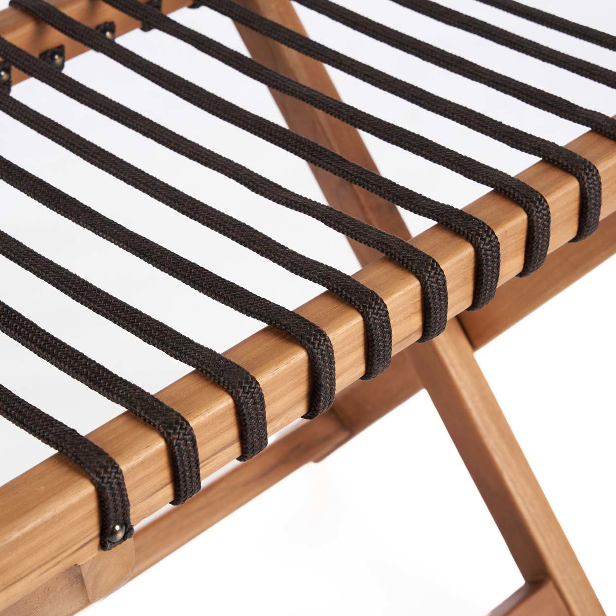 Foldable teak wood luggage stand ideal for small guest rooms