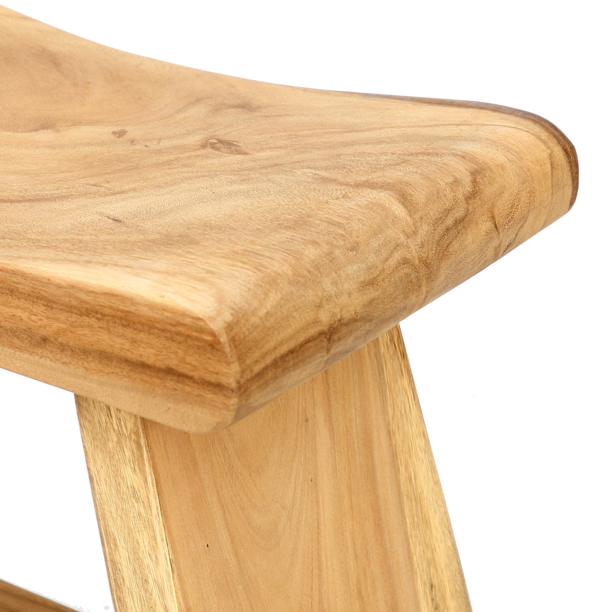 Natural 50 cm wooden Suar stool, versatile and stylish for any space