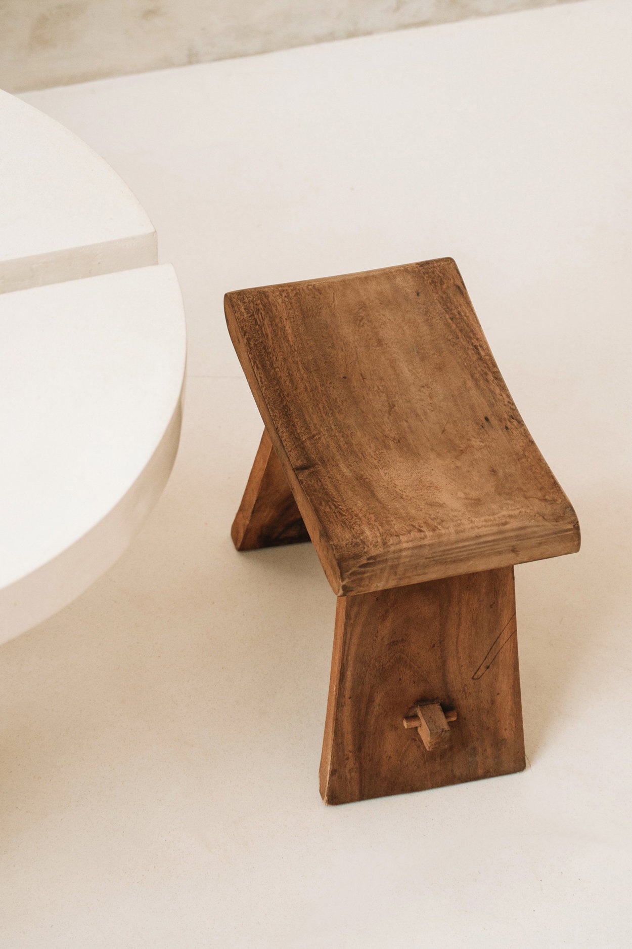 50 cm handcrafted wooden stool, ideal for boho-inspired home decor