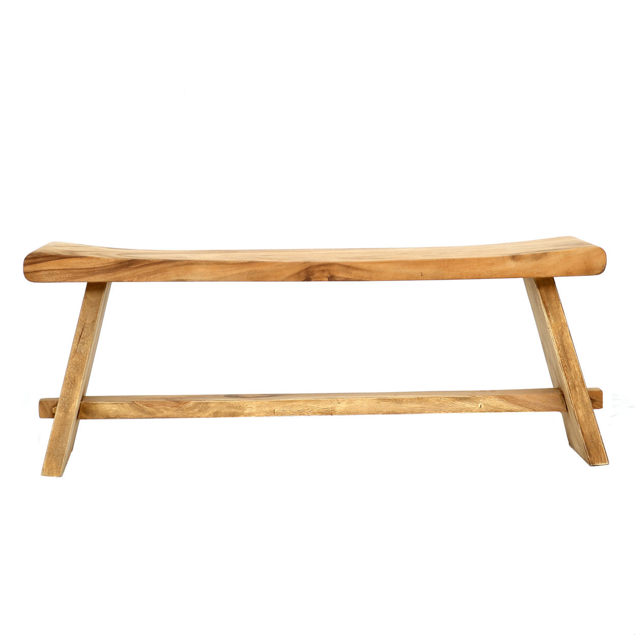 Natural 120 cm Suar wood bench, handcrafted for unique style and durability