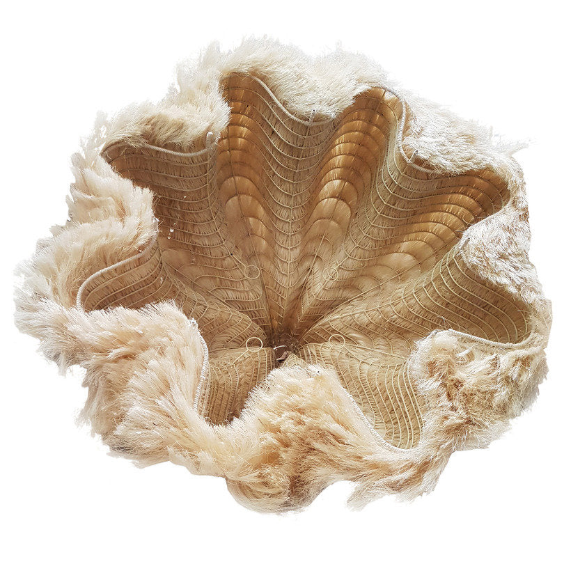 XL woven pendant lamp handcrafted from ramie fibers, perfect for open living spaces