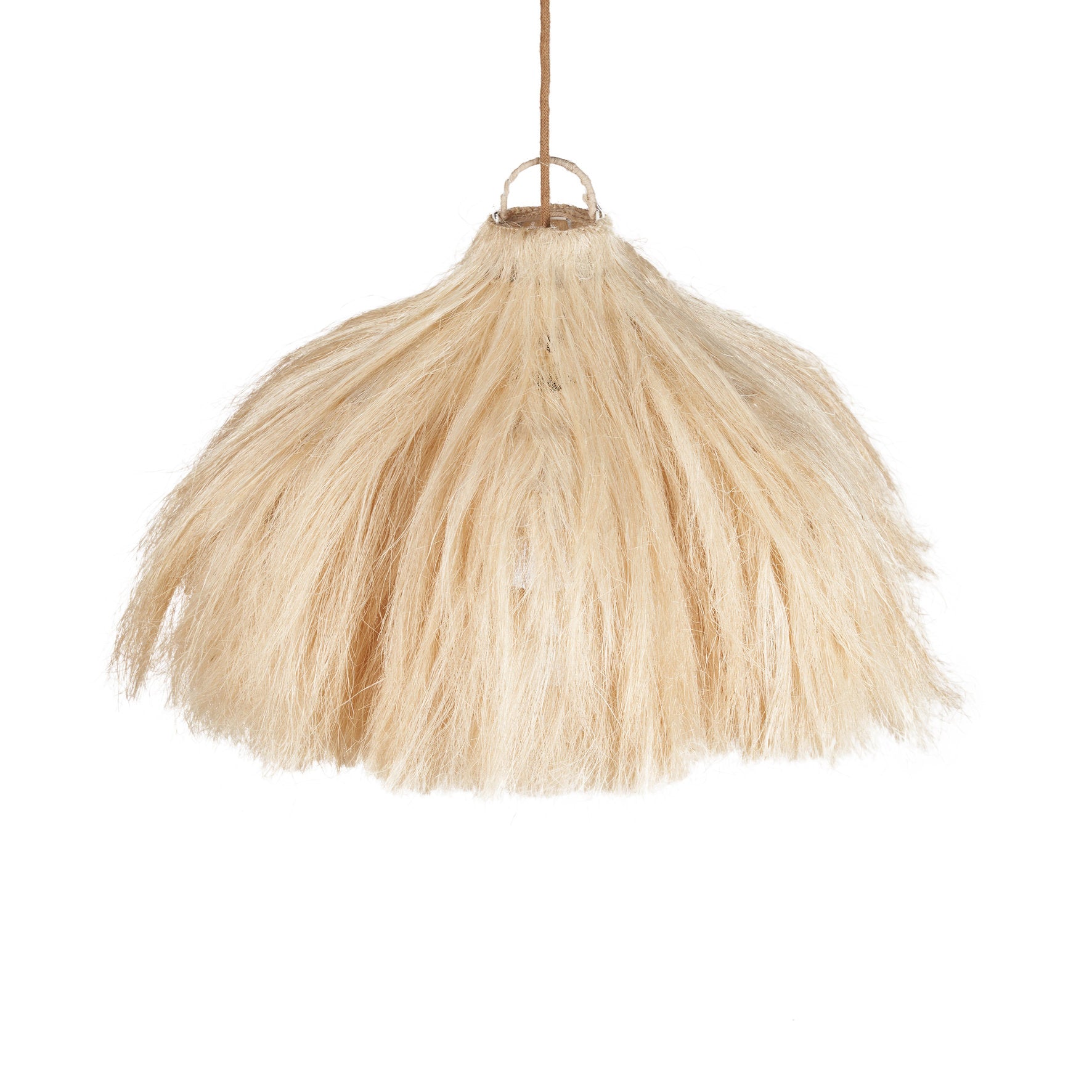 A handcrafted ceiling lamp made from ramie fiber, perfect for adding warmth to dining areas