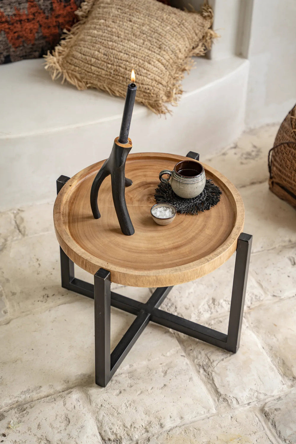 the-fringe-raffia-coaster-black