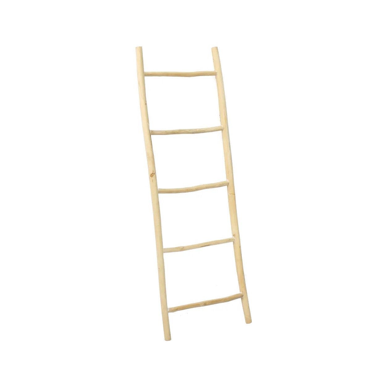 Natural teak decorative ladder adding warmth and character to home decor
