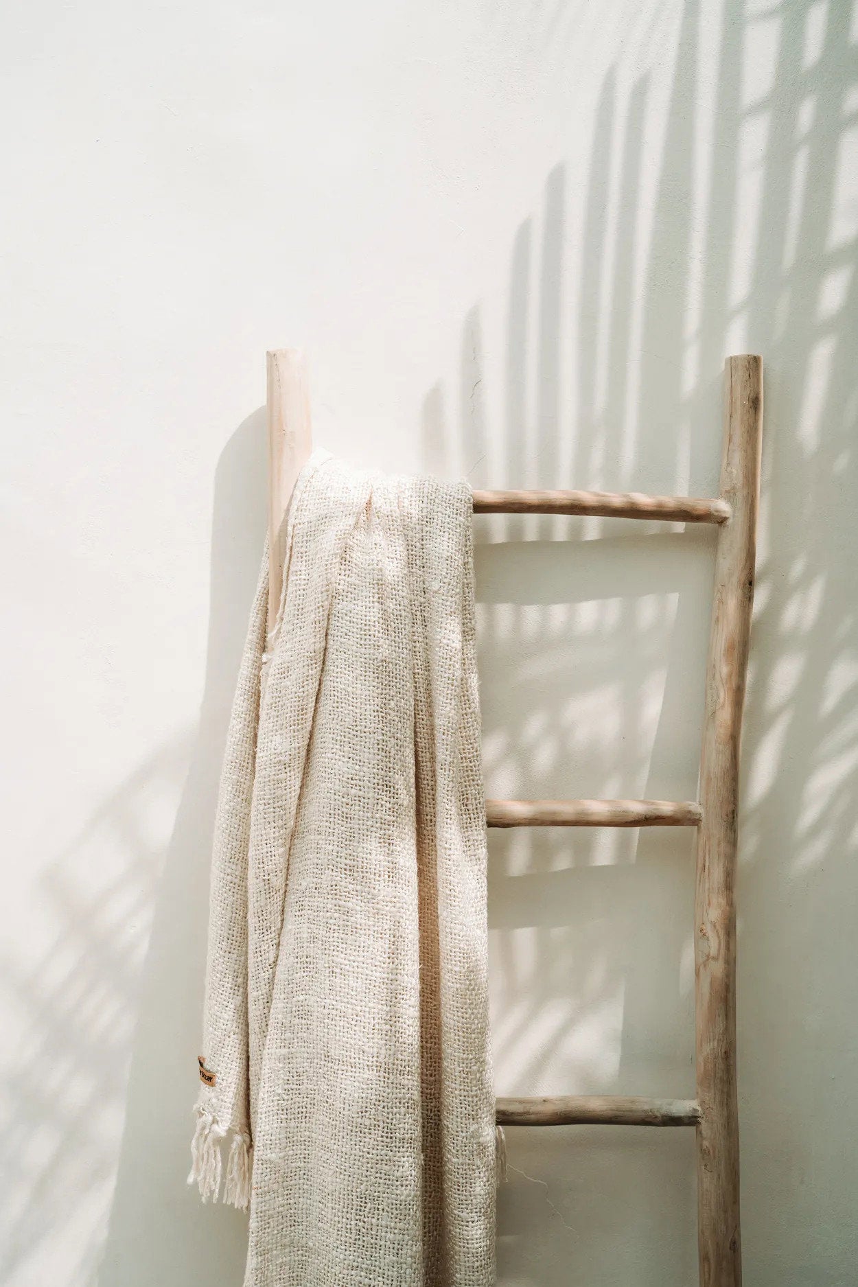 Eco-conscious decorative ladder crafted from solid teak wood