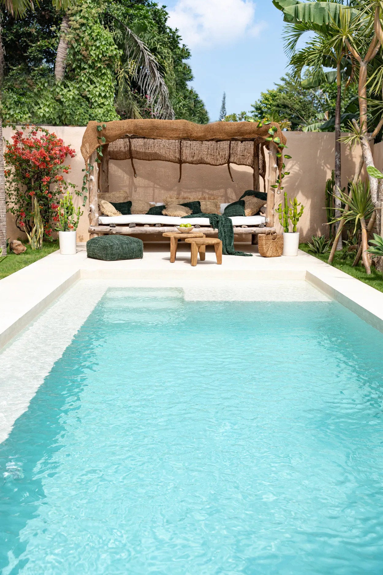 Artisan rectangular shade made from coconut fiber – perfect for boho outdoor decor