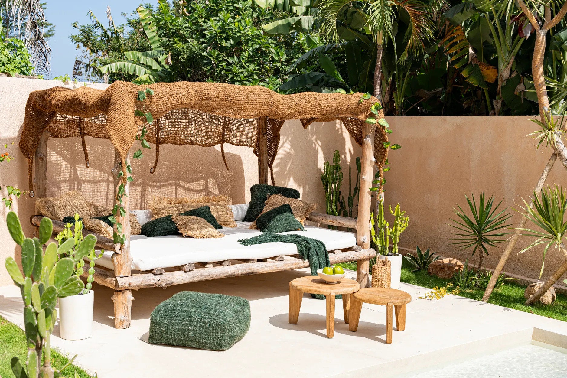 Natural sun shade for patio – durable and artistic coconut fiber rectangular canopy