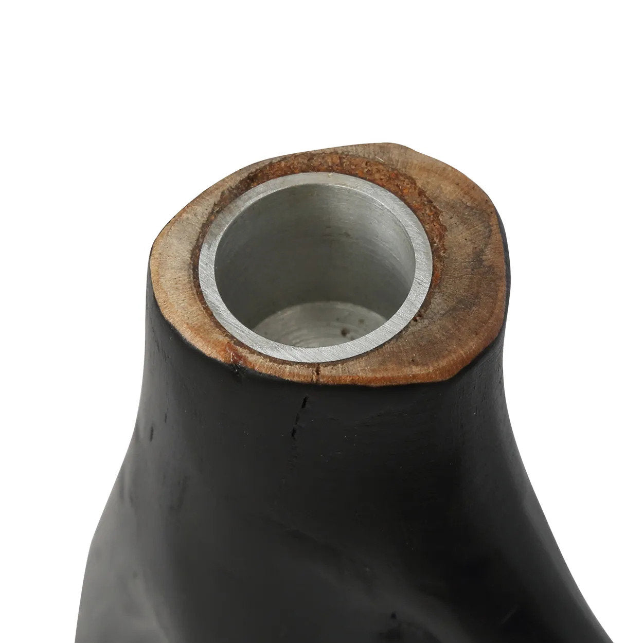 Timeless black candle holder that blends function with artistic form