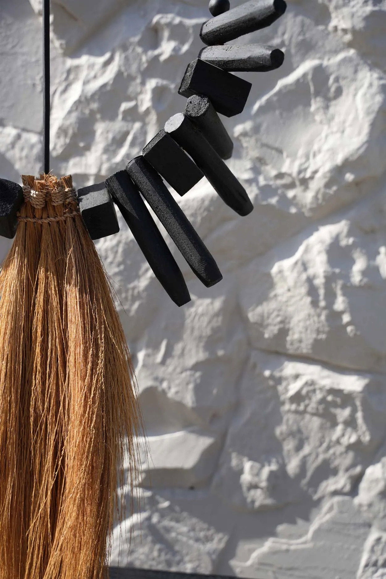 Handcrafted wood and grass stand for home decor