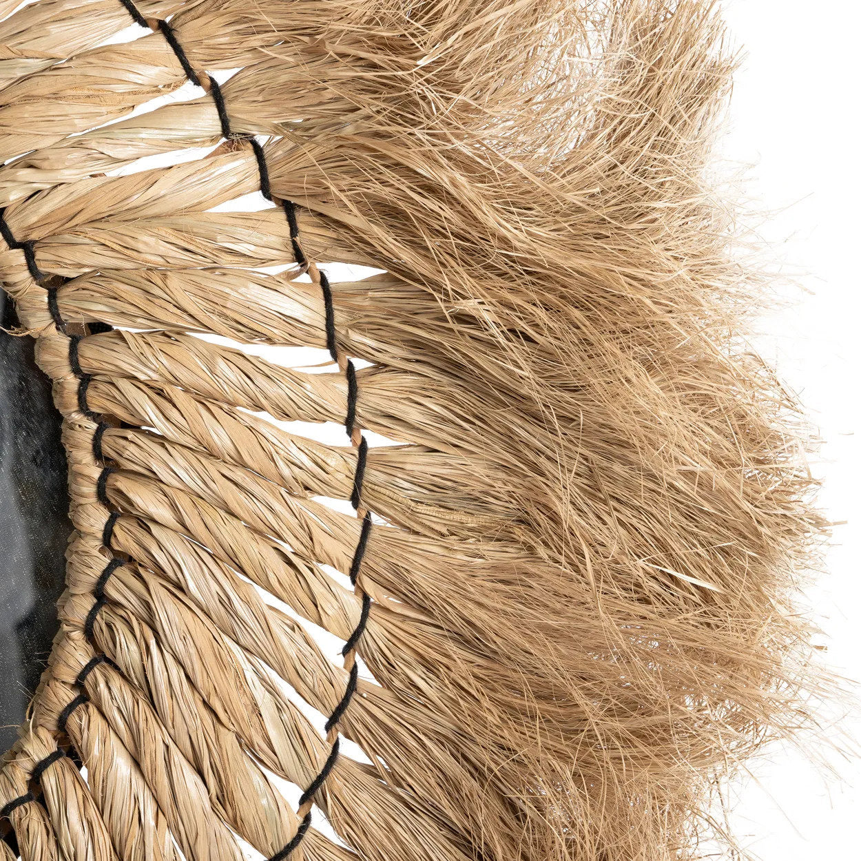 Close-up of the Pretty Blonde Mirror - Natural - L showing sun-kissed grass texture and artisanal craftsmanship.