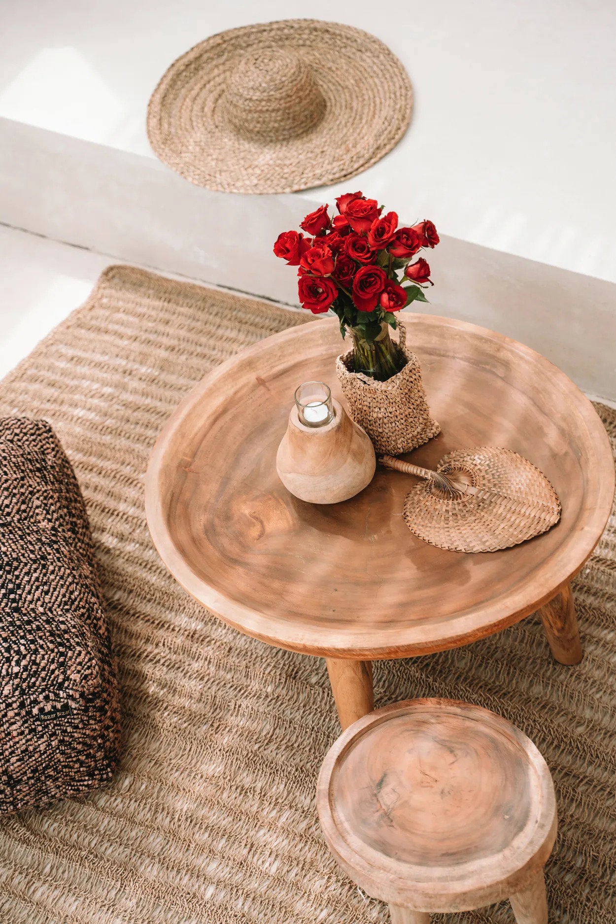 Small wooden candle holder with glass for cozy tabletop lighting