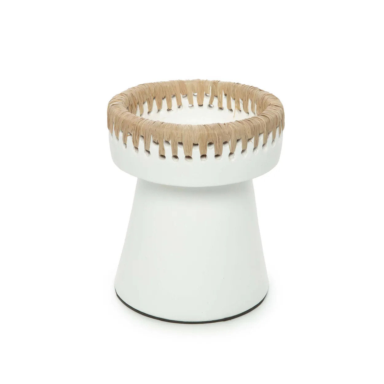 Pretty candle holder for pillar candle in white and terracotta