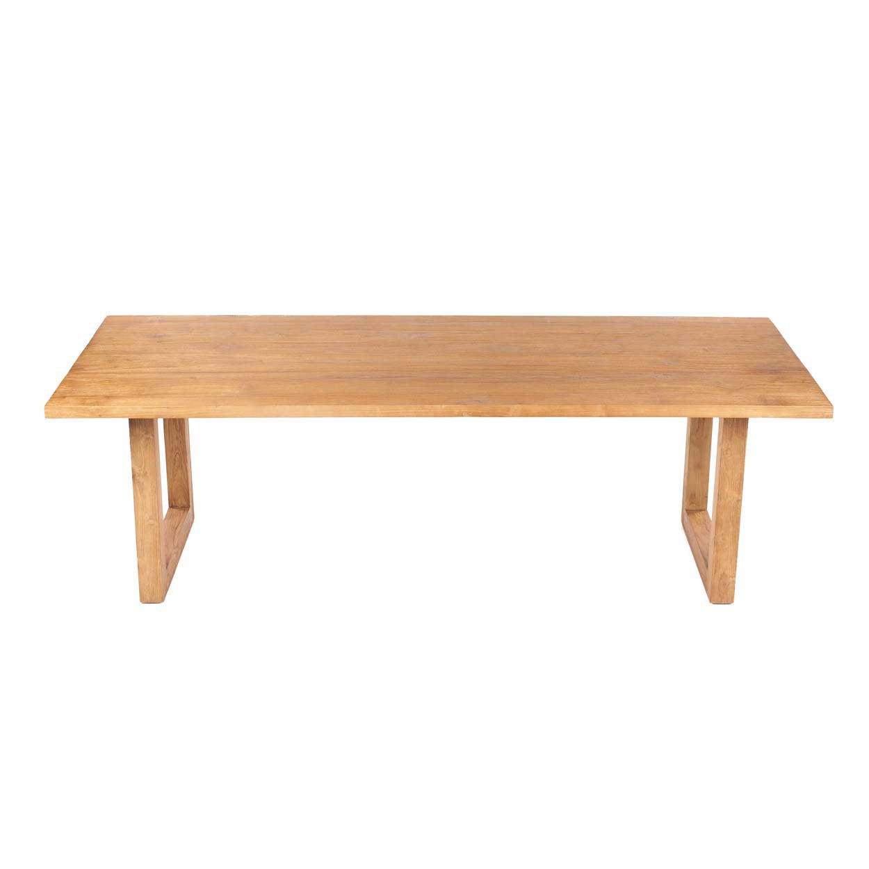 Refined yet grounded teak surface that complements boho and coastal outdoor decor.