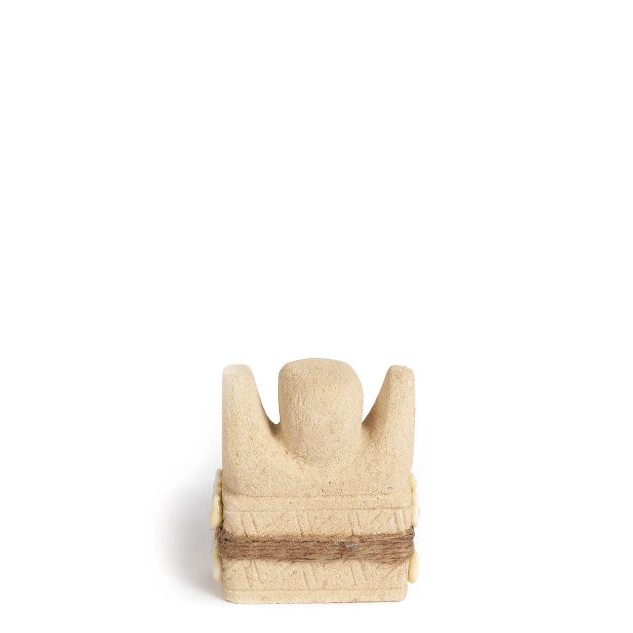 Compact boho accent sculpture, designed for adding subtle mystique and character to living spaces.