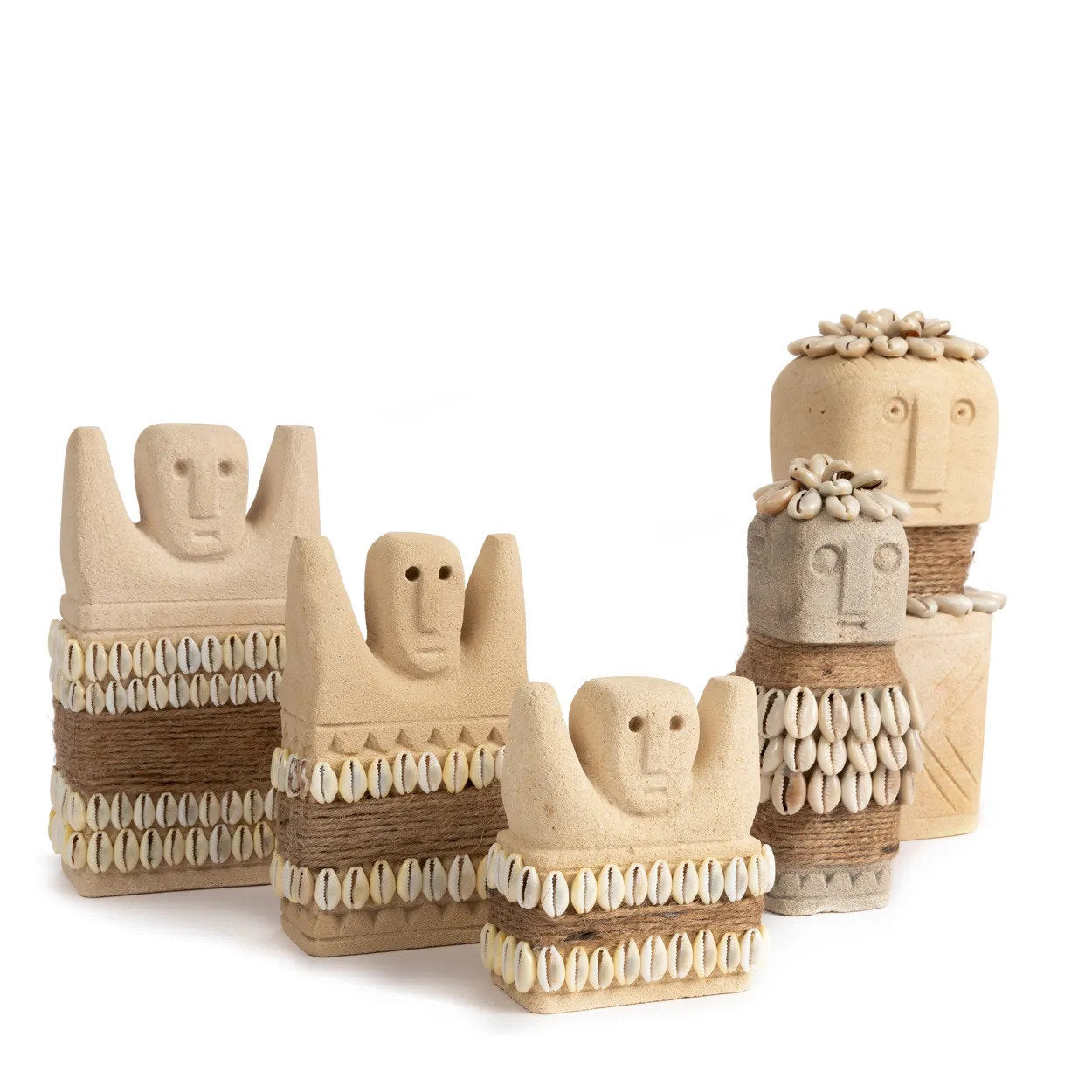 Decorative tribal figurine in sandstone, ideal for desks, shelves, or side tables as a conversation starter.