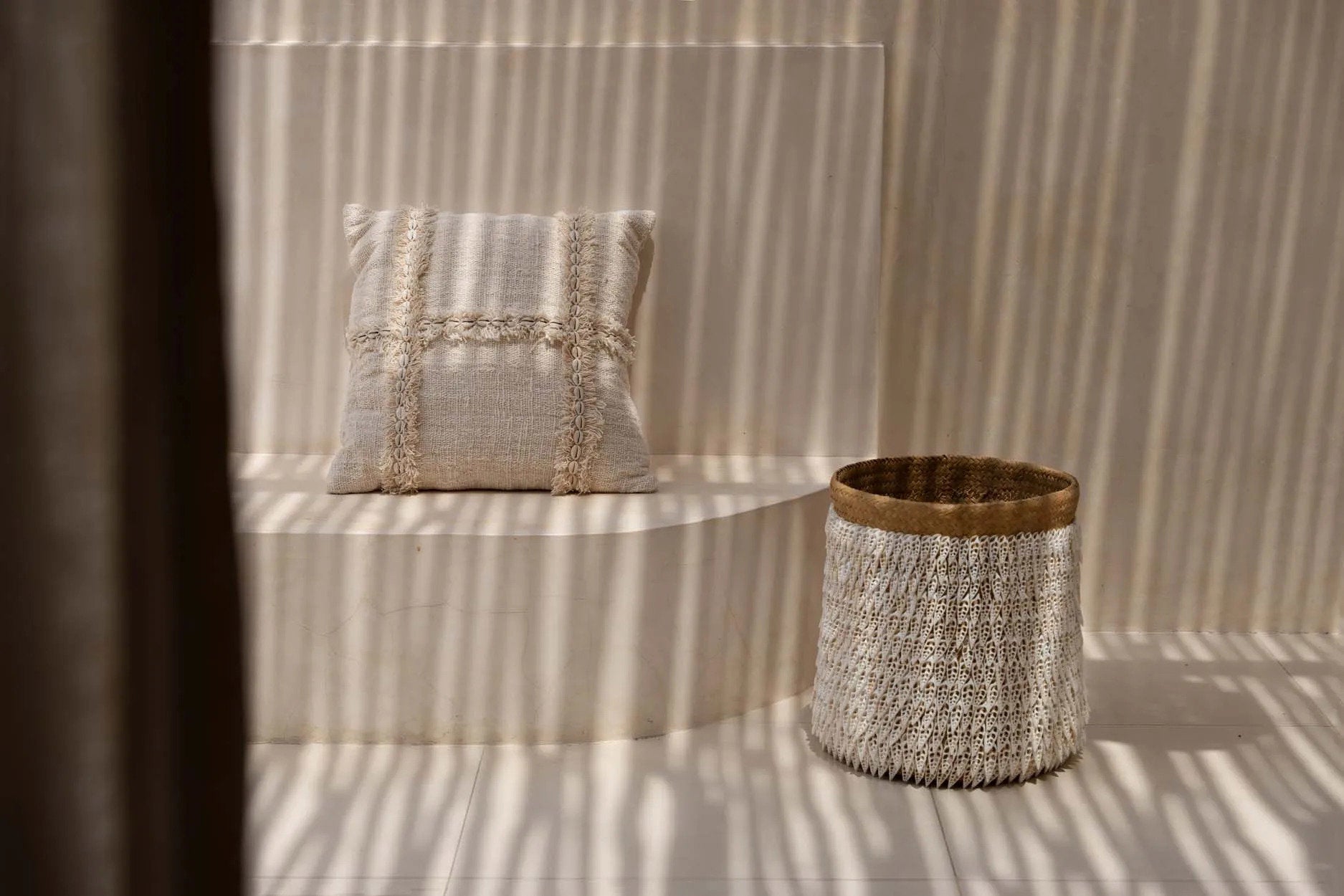 Travel-inspired throw pillow cover for a relaxed, boho vibe