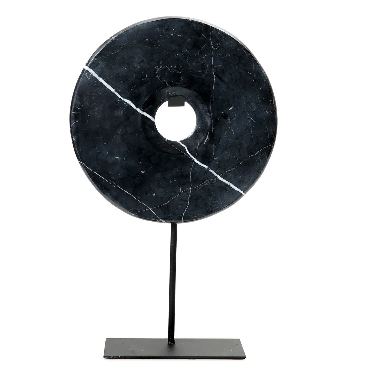 Handcrafted marble stand décor made from solid black stone