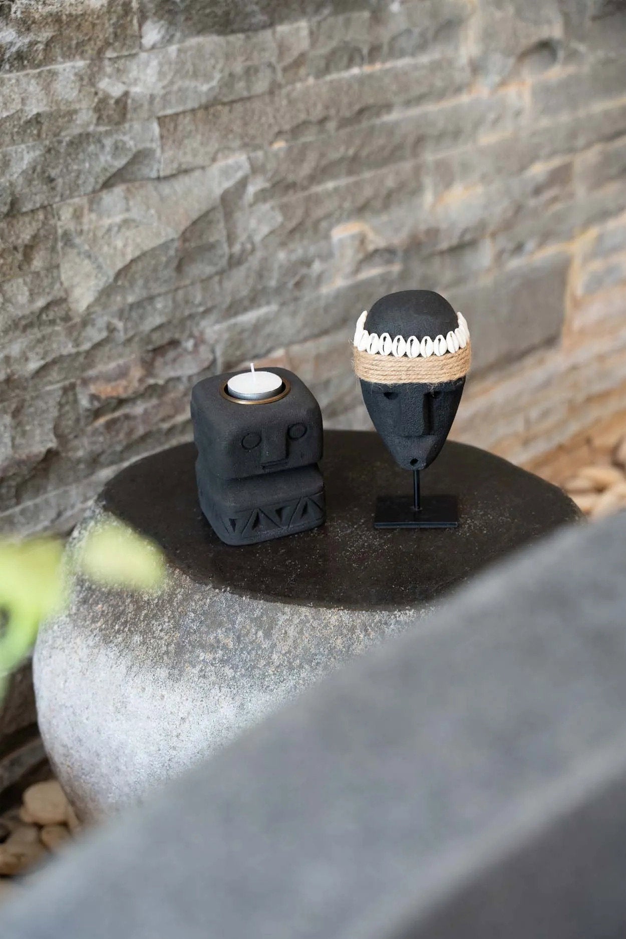 Small tribal candle holder ideal for boho and rustic interiors