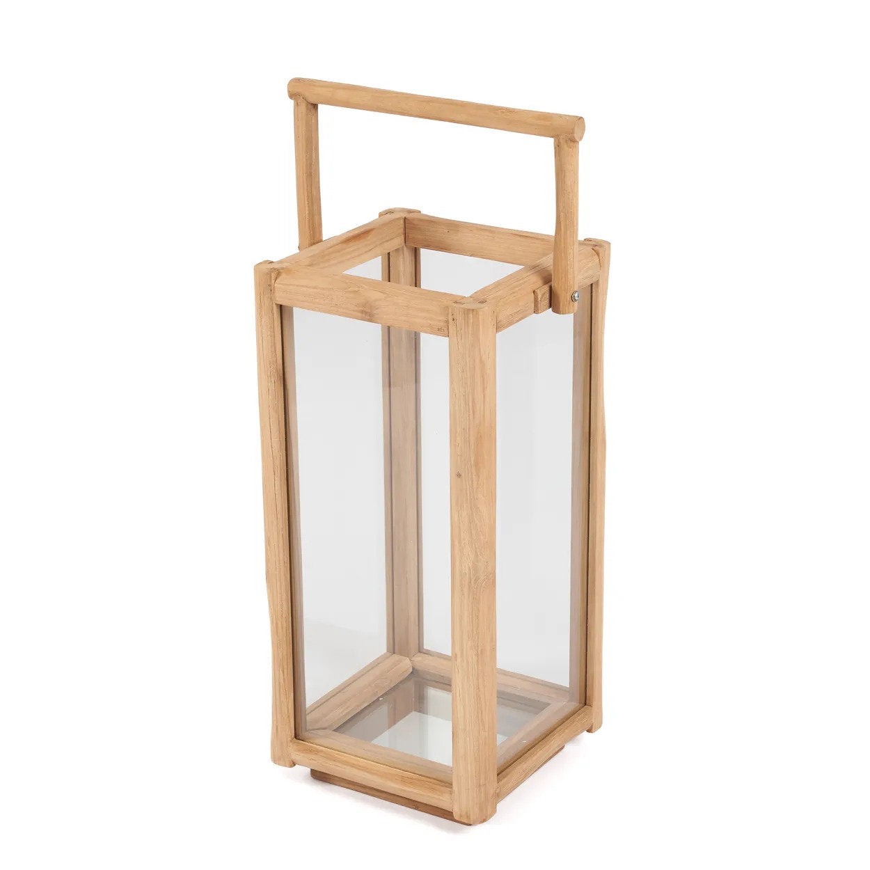 Elegant wooden candle lantern perfect for creating warm outdoor ambiance