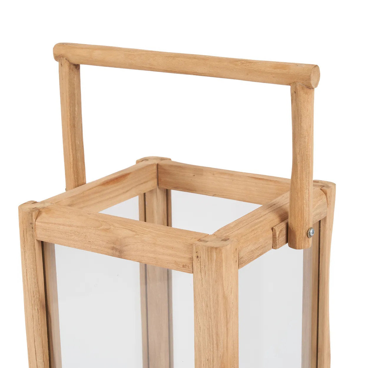 Decorative teak lantern with large frame for candles and soft lighting
