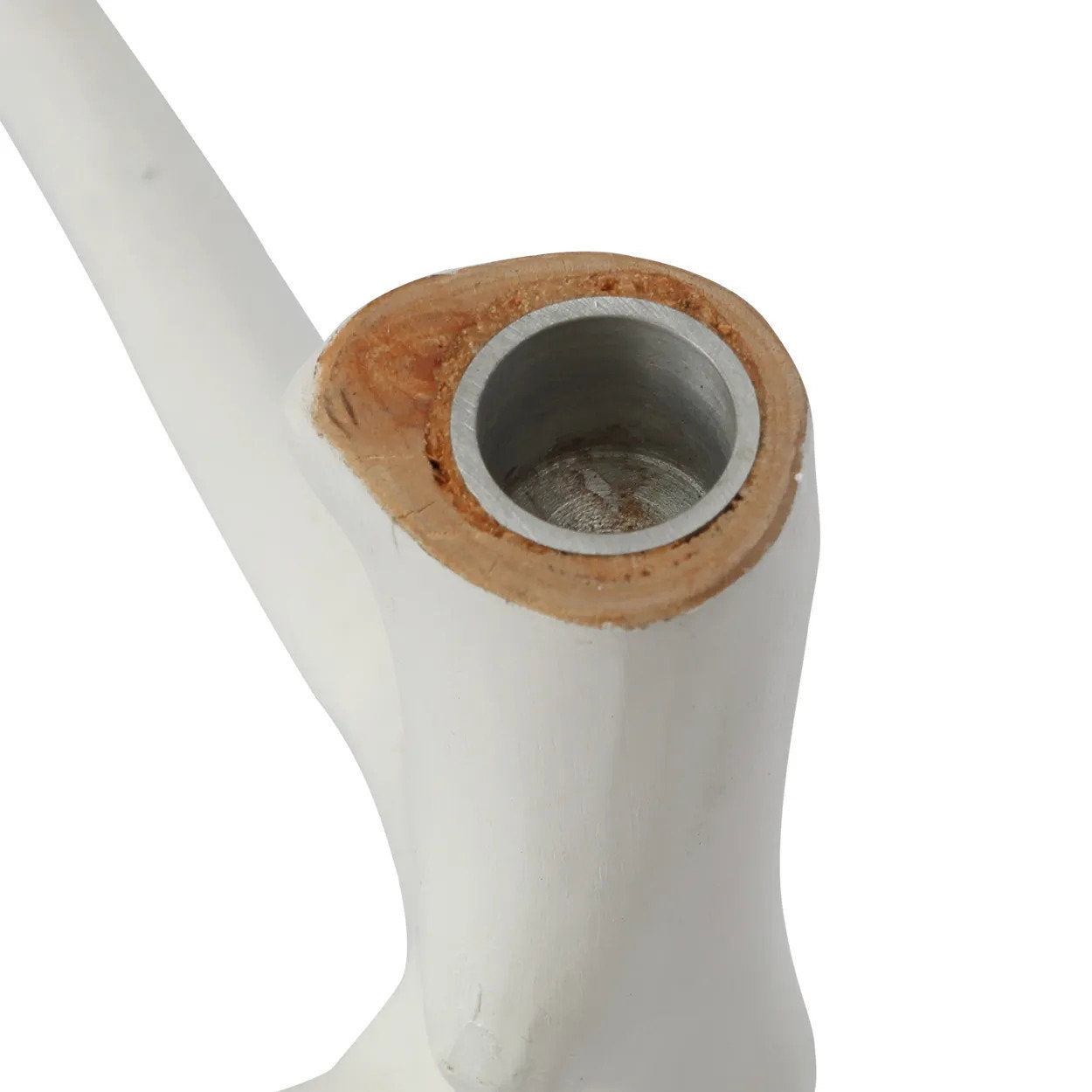 Organic wooden candle holder for tapers with minimalist white tone