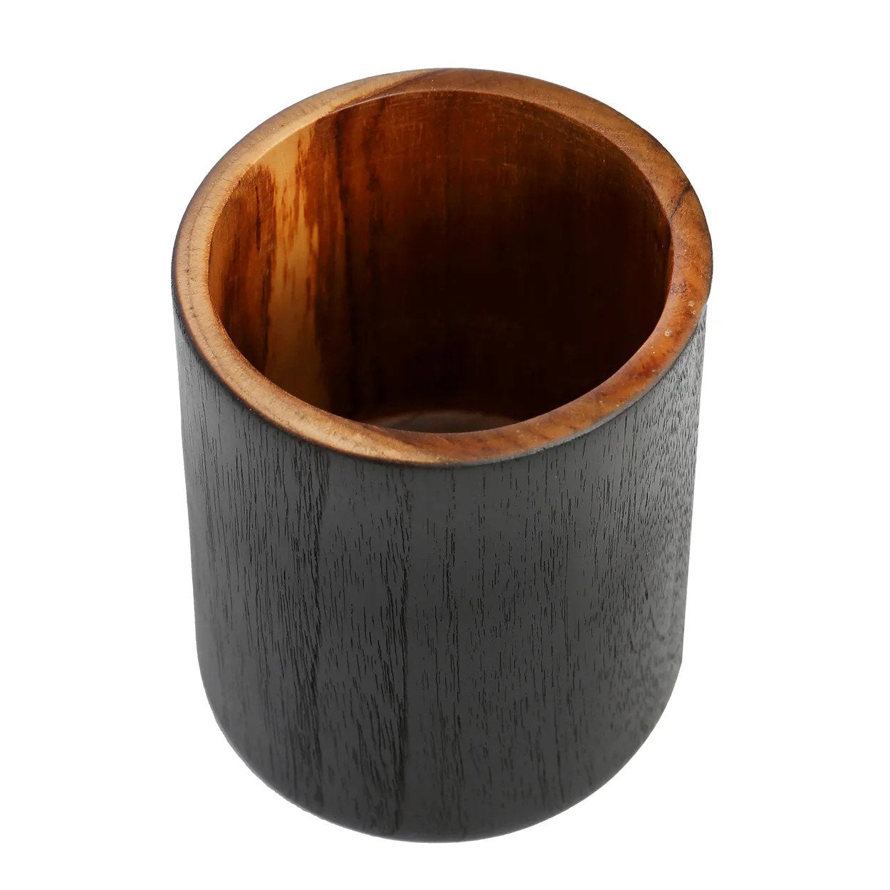 Elegant teak wood round vase, durable and stylish, designed for greenery or floral arrangements.